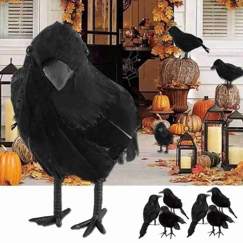 Halloween Decoration Black Crow Model Scary Props Halloween Party Home Garden Indoor Outdoor Decor Simulation Fake Bird Pigeon