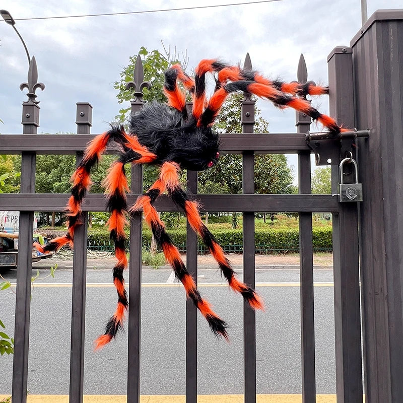 125cm Huge Halloween Spider Scary White Black Realistic Spider Props for Halloween Party Home Outdoor Yard & Indoor Decoration