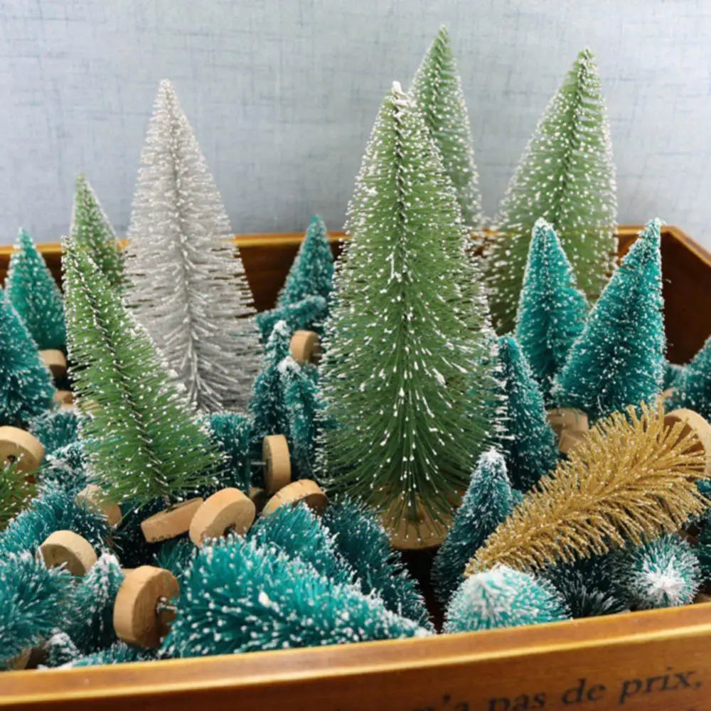 Christmas Tree 8Pcs Mini Christmas Trees Snowy Pine Xmas Party Ornament Holiday Decoration