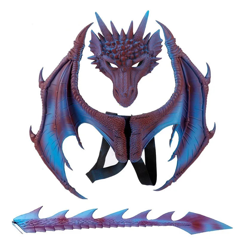 Animal Cospty Dragon Costume Purim Christmas Gift Carnival Party Kids Cosplay Set Wing and Tail Children's day faucet Costume