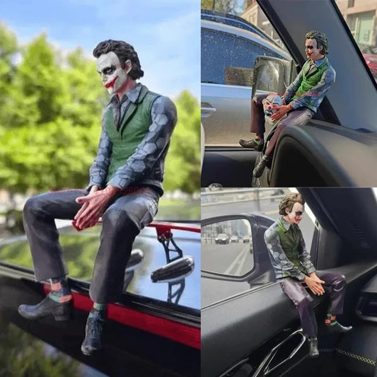 Anime Detective Comics Joker Sitting Action Mafex Figure Suicide Squad Joker Supervillain Model Doll Car Decoration Toys Gift