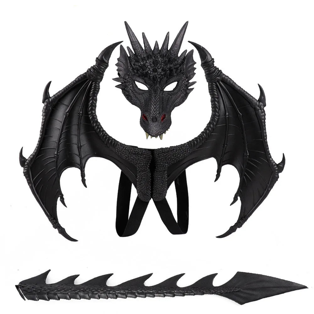 Animal Cospty Dragon Costume Purim Christmas Gift Carnival Party Kids Cosplay Set Wing and Tail Children's day faucet Costume