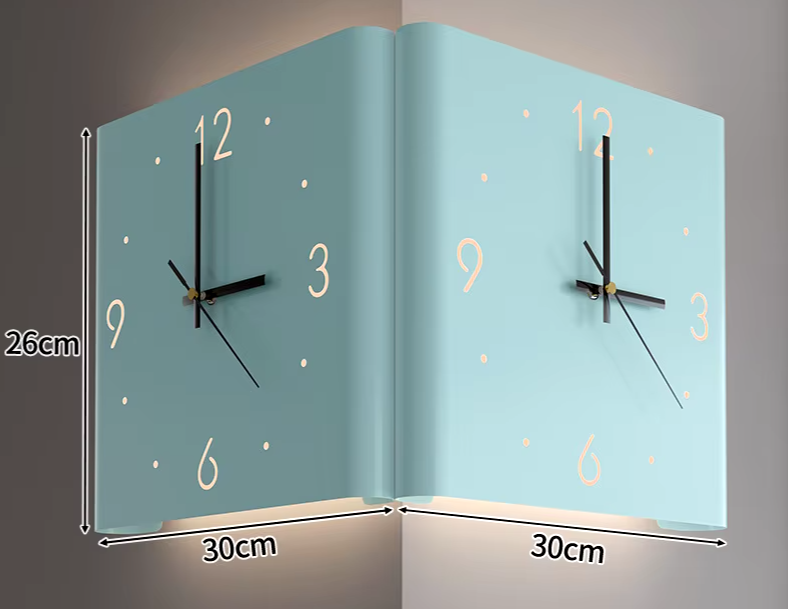 Creative Curved Double-sided Corner Clocks New Style Living Room Wall Clock Arc Double-sided Silent Wall Clock with NIght Light